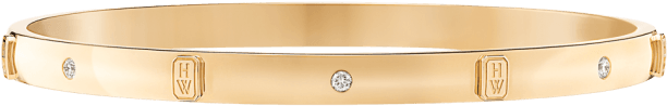 $8600 Hw Logo Accent Yellow Gold Diamond Bracelet By - Harry Winston Gold Bracelet Clipart (760x500), Png Download