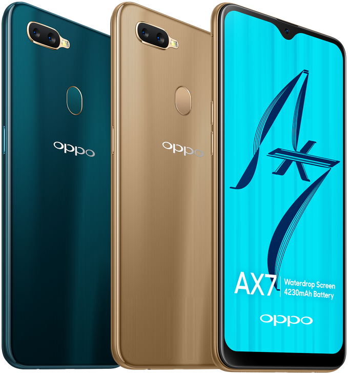 Oppo's Ax7 Has A Teardrop Notch And A 4230mah Battery - Oppo Ax7 Glaze Blue Clipart (777x800), Png Download