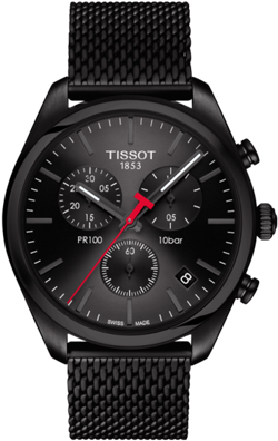 Tissot Pr 100 Chronograph - Black Tissot Watches For Men Clipart (800x445), Png Download