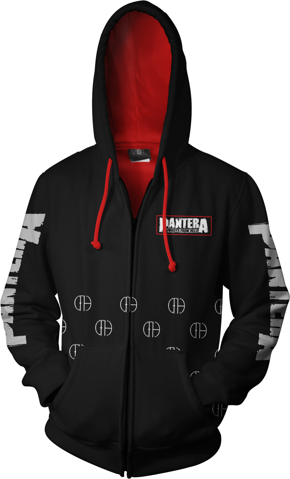 Pantera Cowboys From Hell Sh385 Zip Hoodie Printednaps - Razer Hoodie Clipart (1318x2048), Png Download