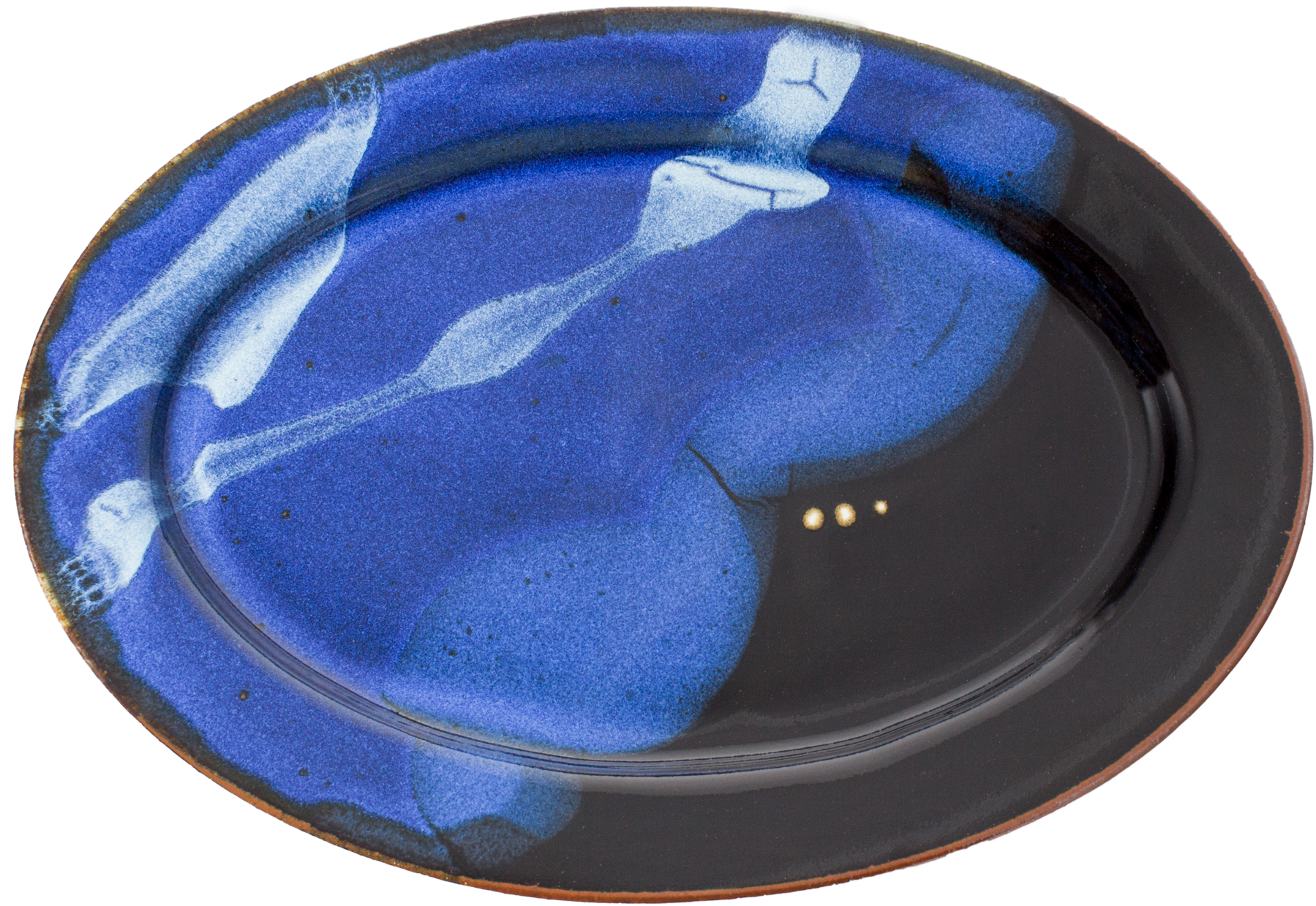 Blue Handmade Pottery Large Oval Plate - Earthenware Clipart (1920x1280), Png Download