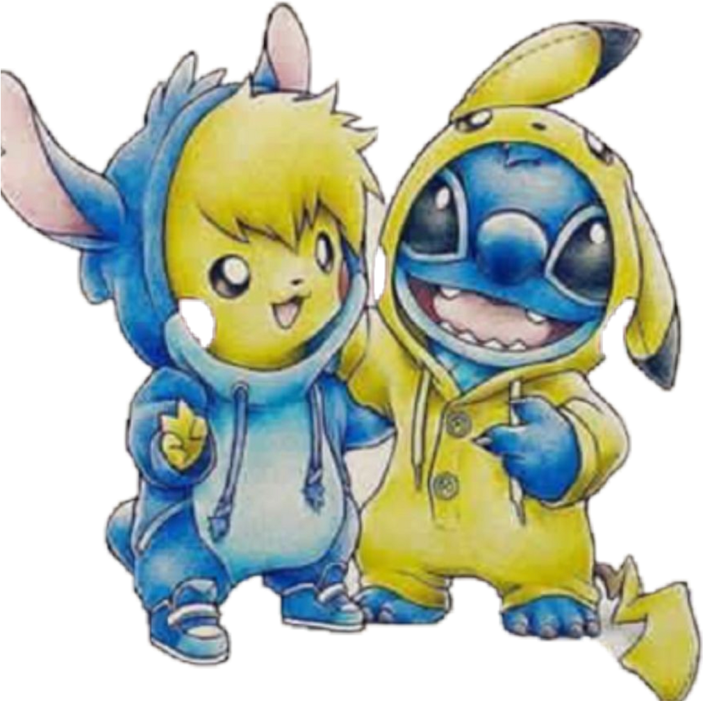 #stitch #pikachu #pokemon #cute - Stitch Drawing Clipart (1024x1024), Png Download