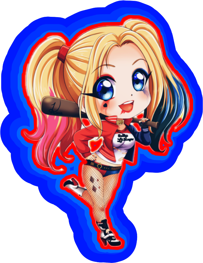 Harley Sticker - Harley Quinn Anime Cute Gif Clipart (1024x1024), Png Download