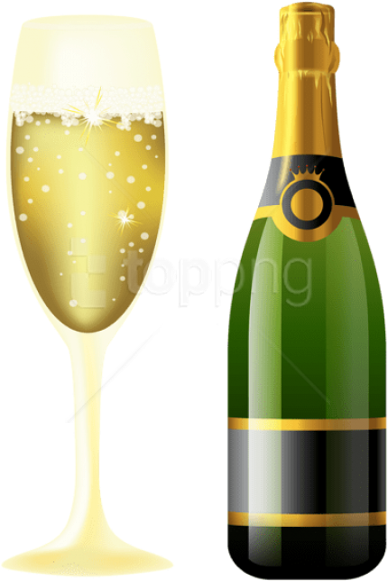 Free Png New Year Sparkling Wine And Glass Png - Sparkling Wine Png Clipart (480x678), Png Download