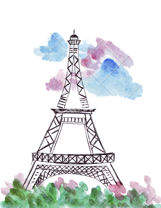 Hand Of Eiffel Tower - Eiffel Tower Drawing Clipart (621x800), Png Download