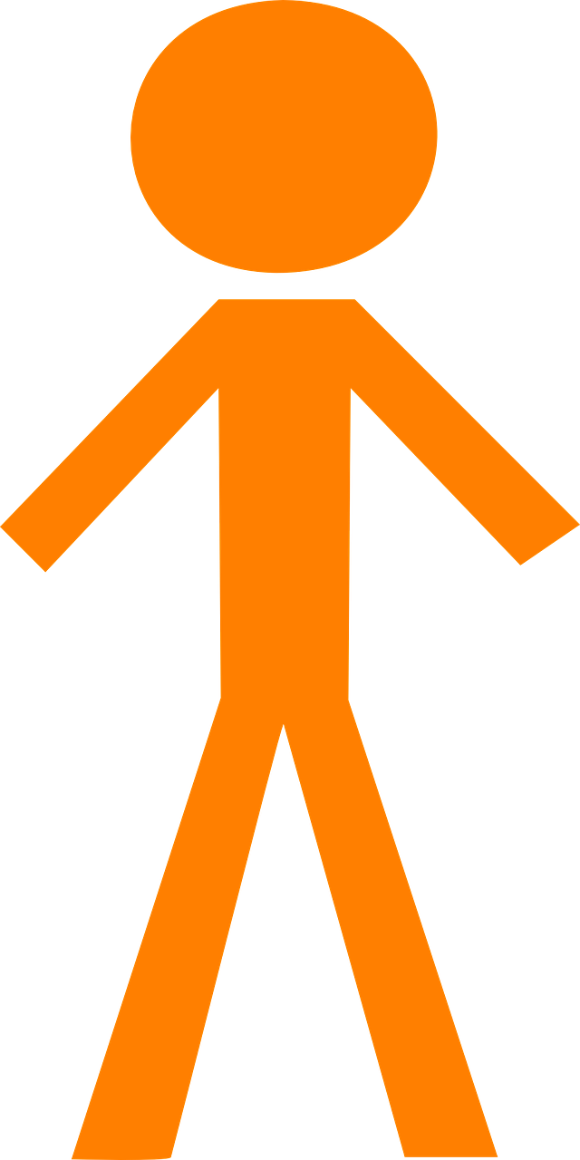 Stickman Person Orange Gentlemen Png Image - One Person Clip Art Transparent Png (640x1280), Png Download