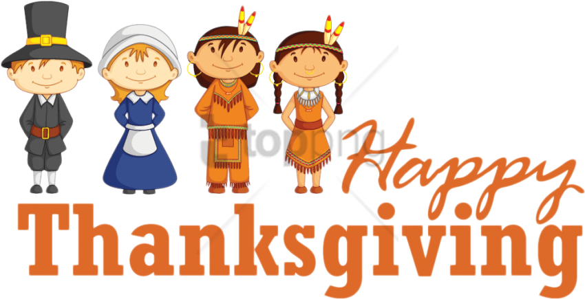 Free Png Red Indian Wishing Thanksgiving Sticker Png - Cartoon Clipart (850x435), Png Download