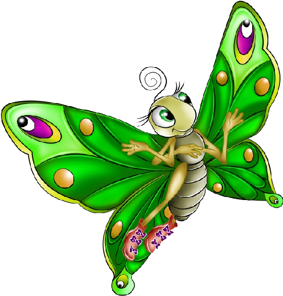 Very Colourful Butterfly Cartoon - Cartoon Colourful Butterfly Clipart (600x600), Png Download