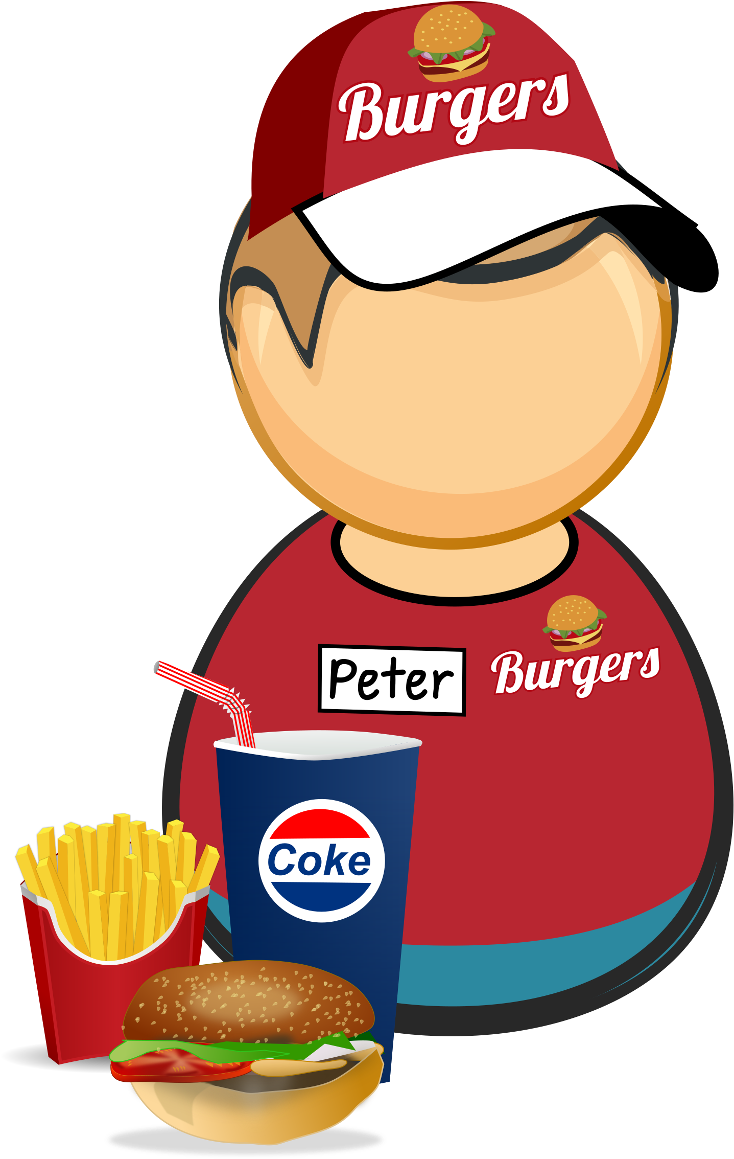 This Free Icons Png Design Of Fastfood Worker - Fast Food Worker Clipart Transparent Png (1580x2400), Png Download