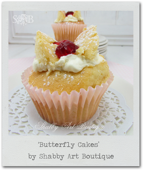 Shabby Art Boutique June Collage Butterfly Cakes - Fairy Cakes Jam And Cream Clipart (600x600), Png Download