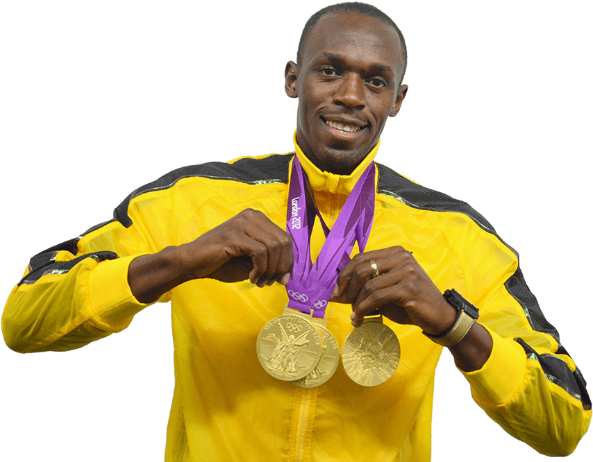 Usain Bolt Png - Usain Bolt Wearing Medals Clipart (863x751), Png Download
