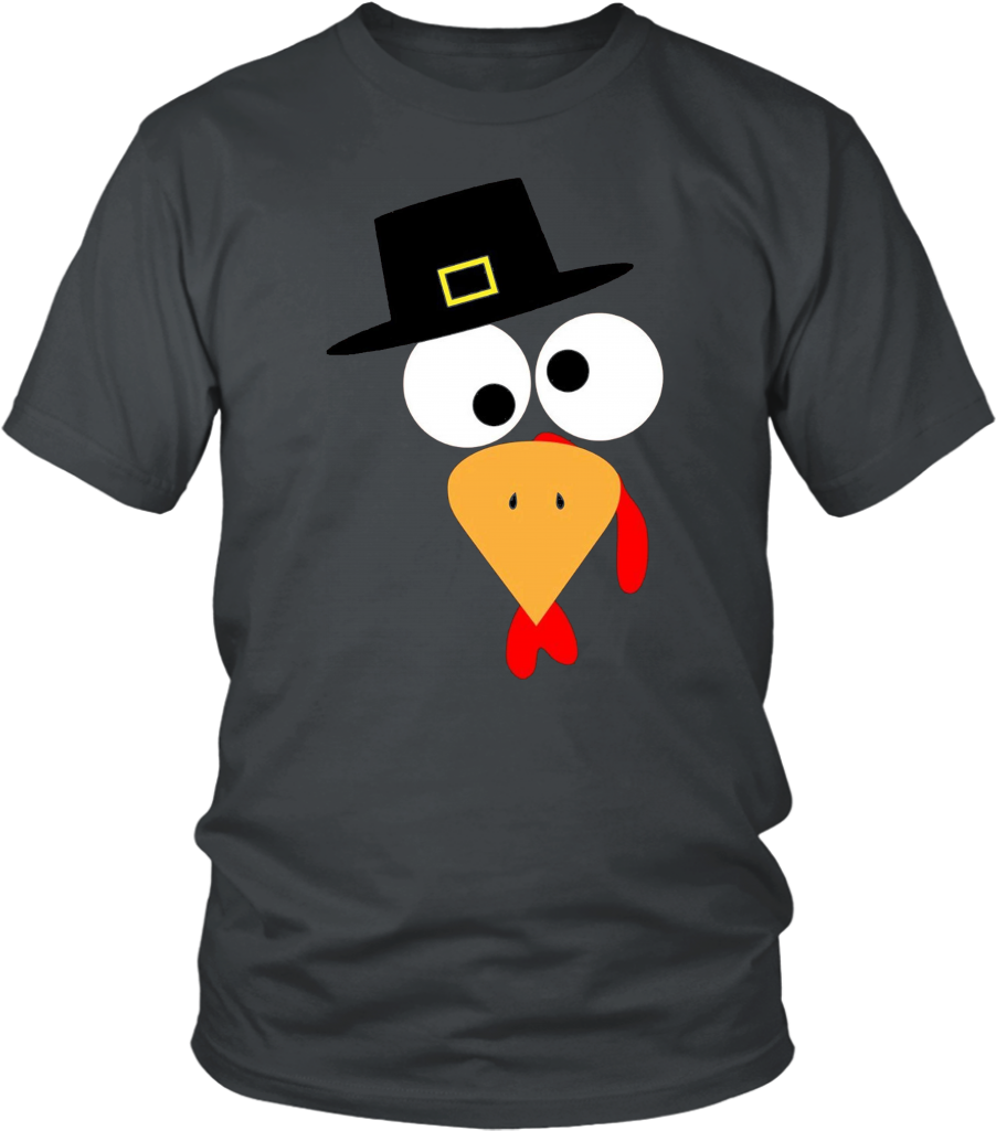 Funny Cute Turkey Face Pilgrim Thanksgiving Apparel - T-shirt Clipart (1024x1024), Png Download