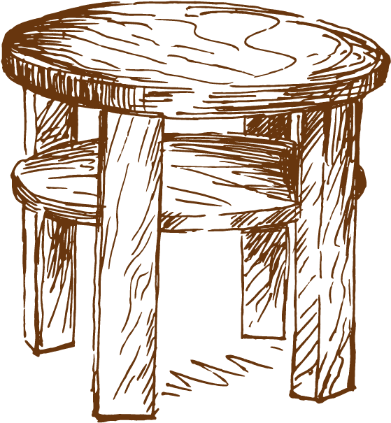 Vector Royalty Free Round Furniture Hand Painted Stools - Hand Drawn Clipart (933x875), Png Download