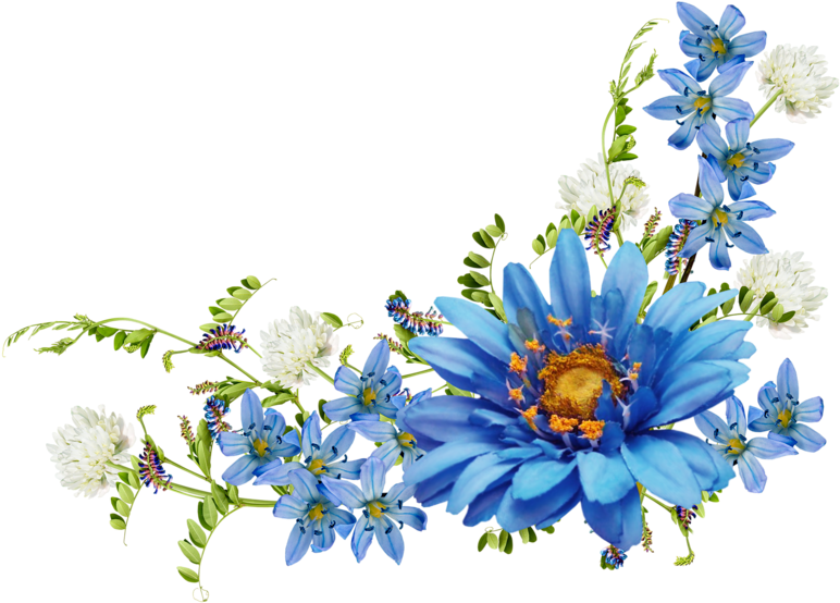 Wildflower Clipart Corner Border Flower - Blue Floral Corner Borders - Png Download (800x800), Png Download
