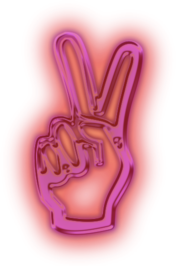 #peaceout #peace #peacesign #neon #neonpink #freetoedit - Peace Hand Clipart (1024x1024), Png Download