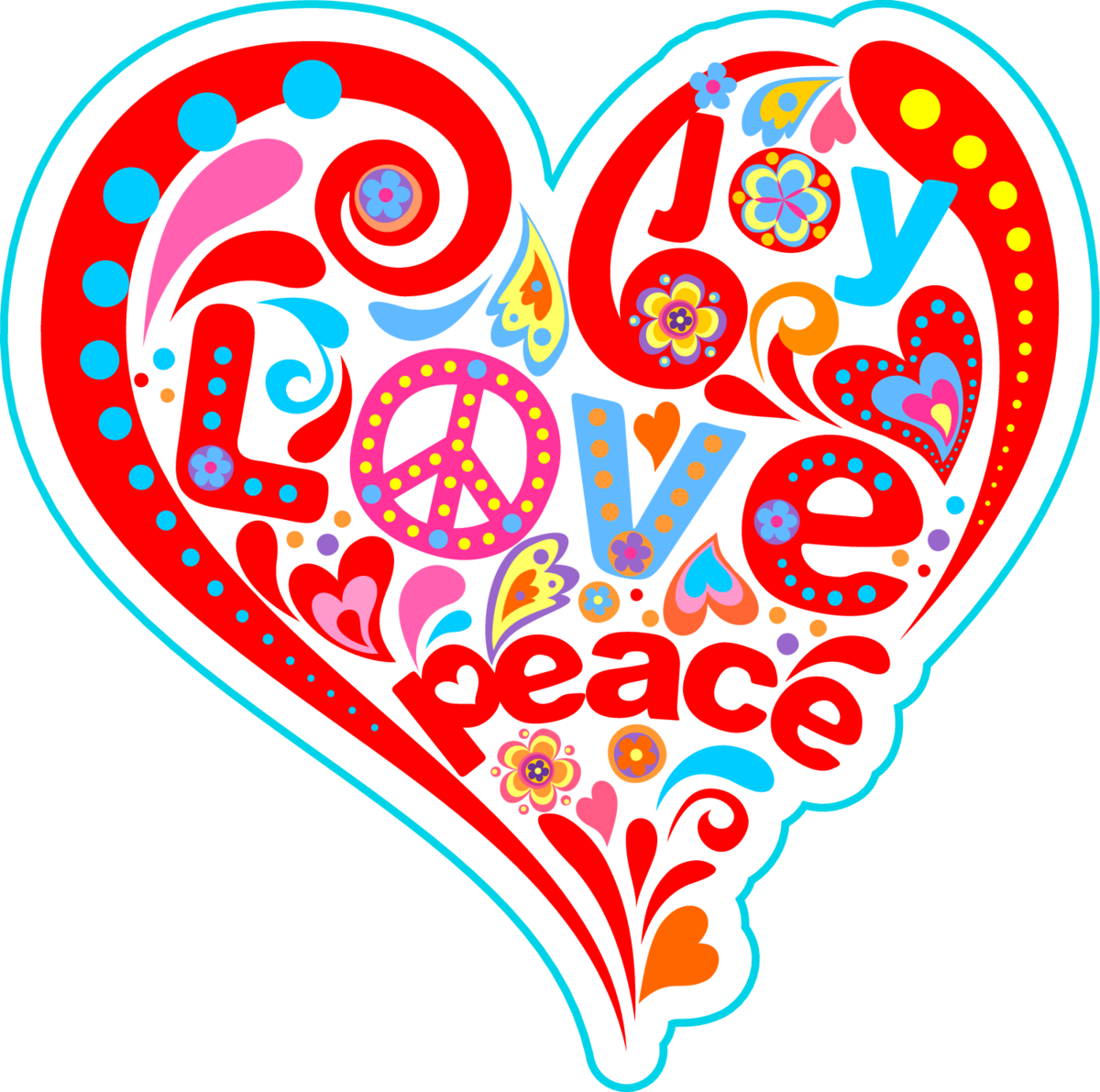 Hippie Heart Peace Sticker - Circle Clipart (1200x1191), Png Download