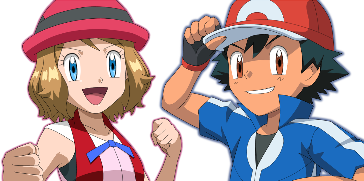 Pokemon Ash And Serena, Pokemon People, Original Pokemon, - マジ デ タコ 夏 氷 Mdt128 Clipart (1200x591), Png Download