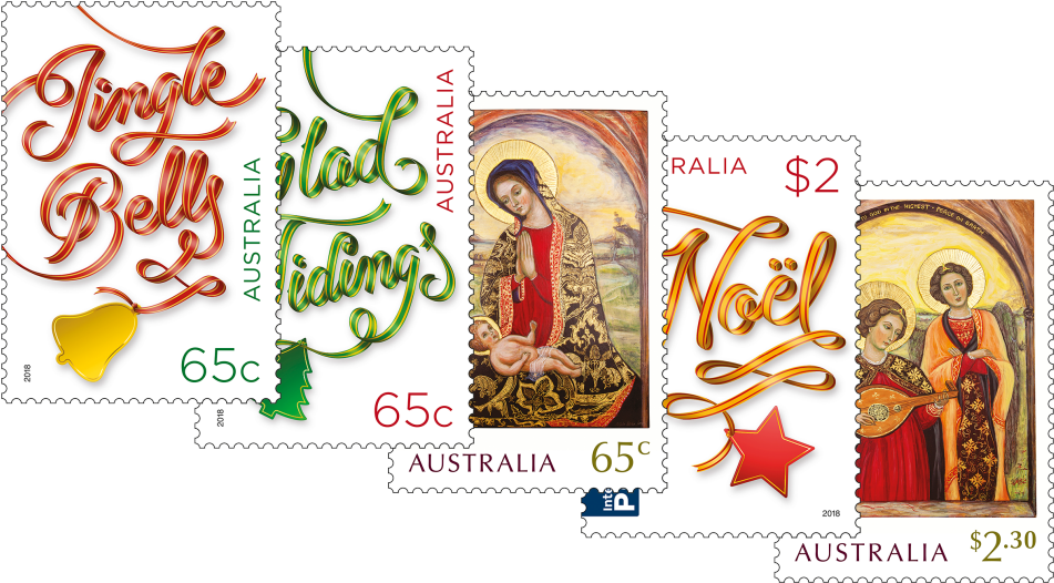 Set Of Stamps - Australian Christmas Stamps 2018 Clipart (970x545), Png Download