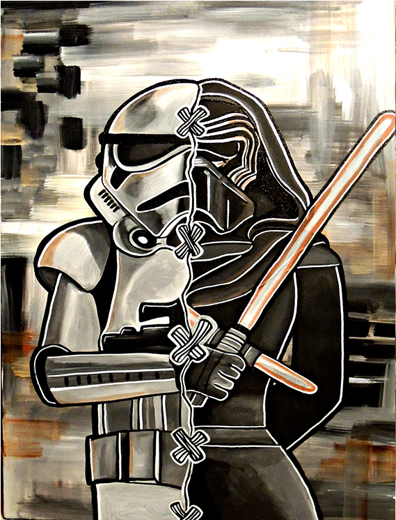 Kylo Ren And Stormtrooper Print 11″ X 14″ - Bust Clipart (980x745), Png Download