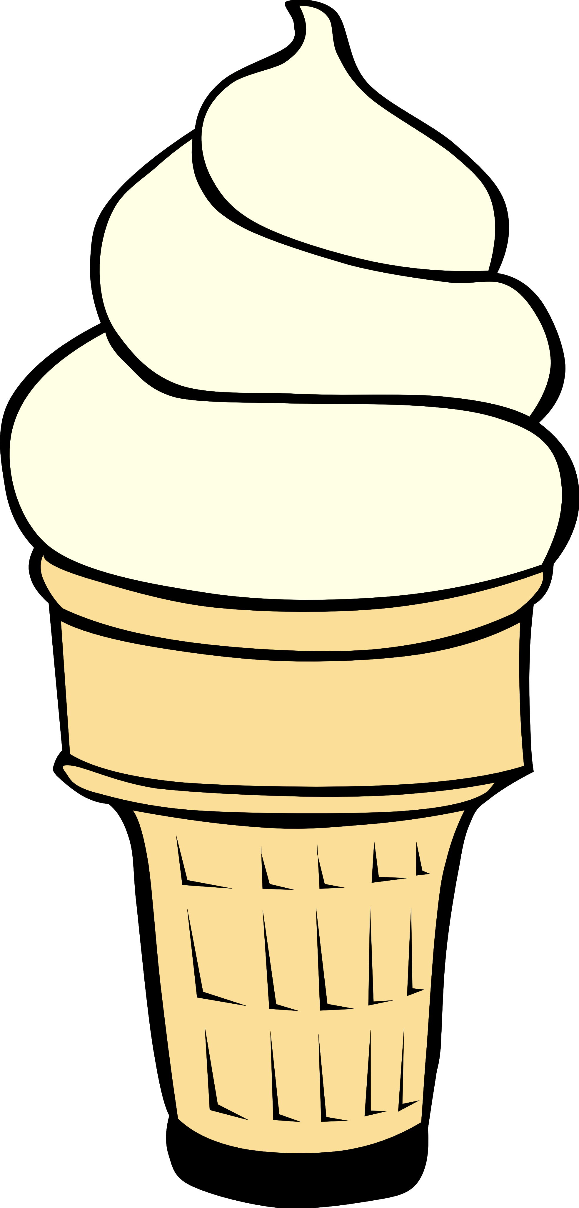 Ice Cream Clip Art Chocolate Vanilla Strawberry Sprinkles - Vanilla Ice Cream Cone Clip Art Png Transparent Png (1969x4103), Png Download