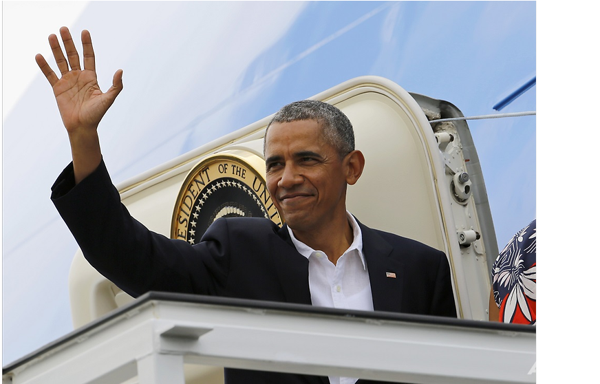 Obama Air Force One Goodbye , Png Download Clipart (872x558), Png Download