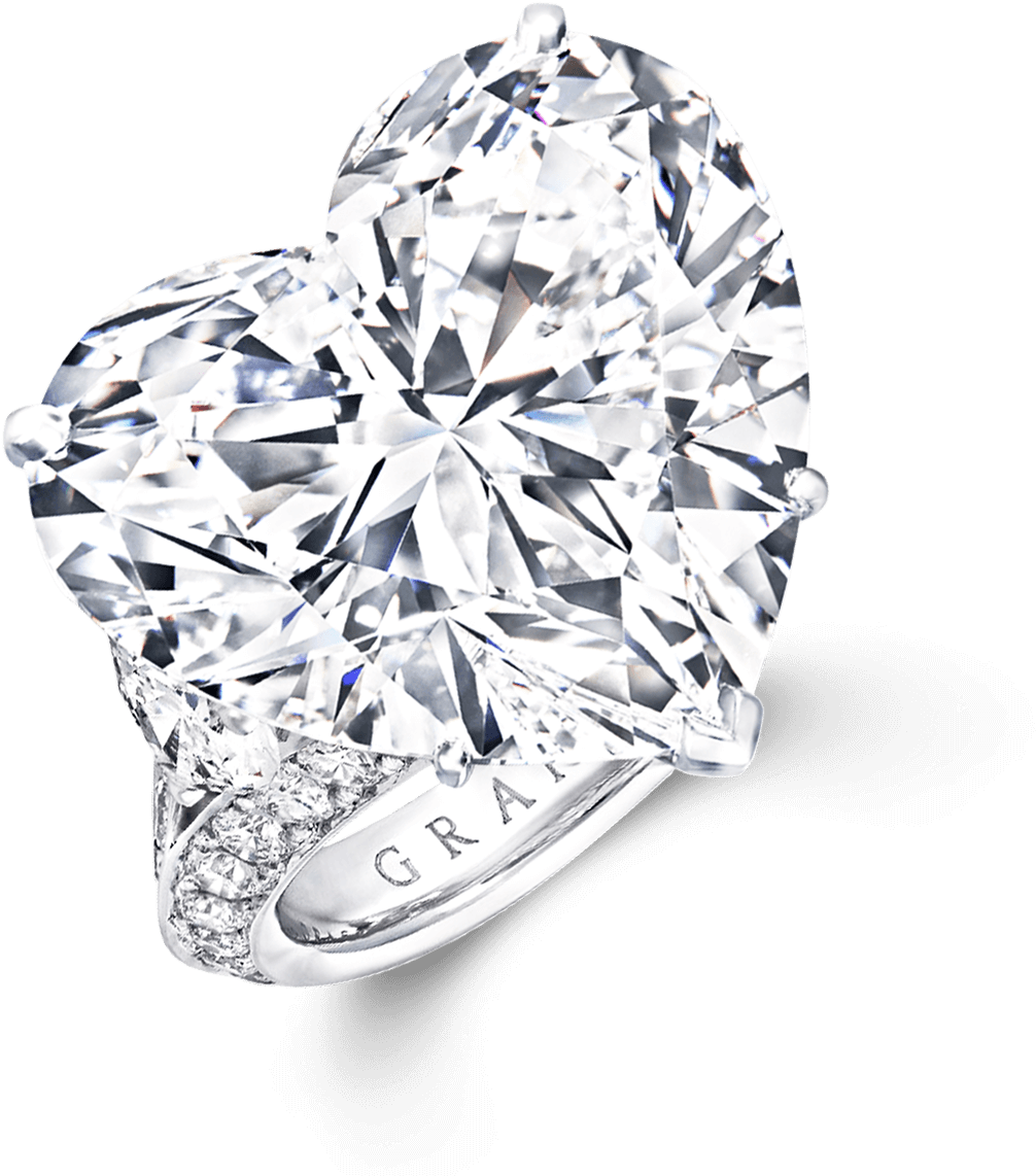 A Graff Ring Featuring A D Flawless Heart Shape Diamond - Graff Heart Shaped Diamond Ring Clipart (2000x1200), Png Download
