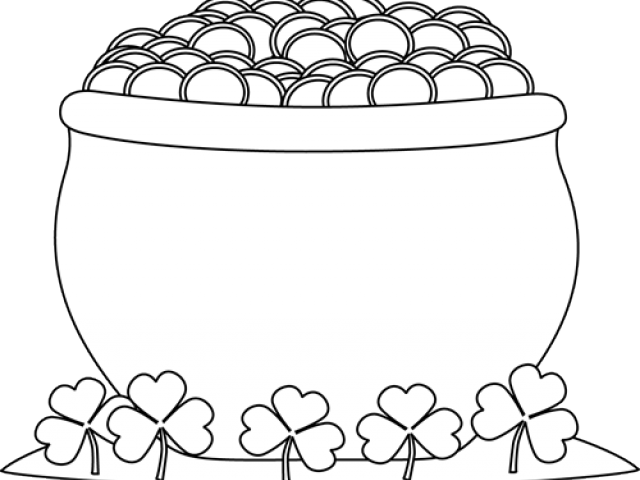 Black And White Pot Of Gold Clipart , Png Download - Pot Of Gold Clipart Black And White Transparent Png (640x480), Png Download