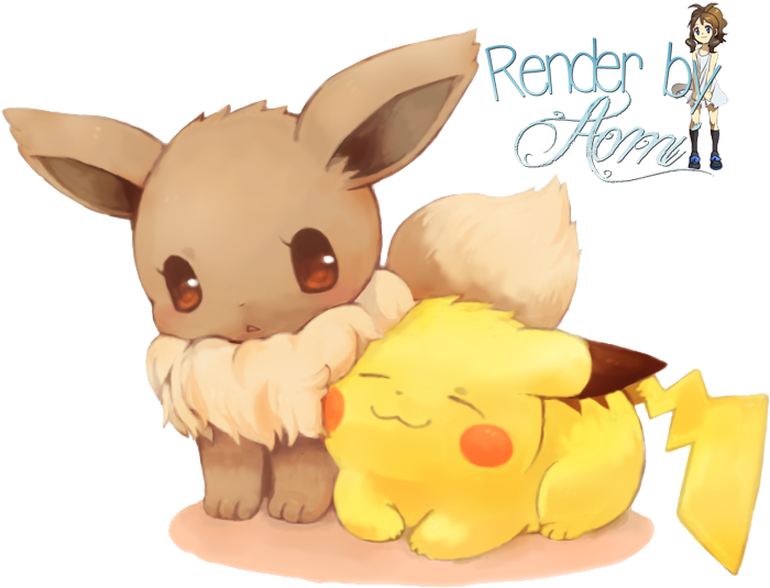 Natasha1830 Images A Chibi Eevee And Pikachu Hd Wallpaper - Eevee And Pikachu Clipart (721x562), Png Download