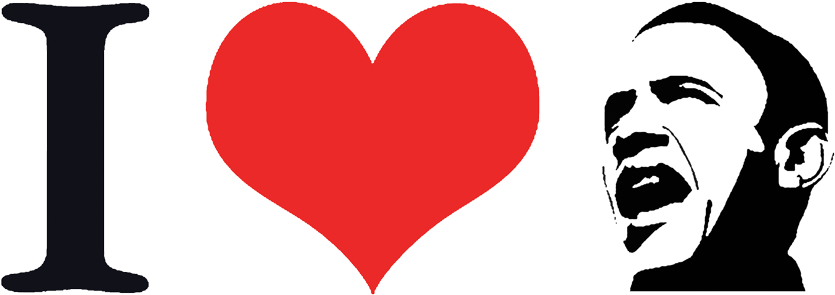 The I Heart Obama T Shirt - Png I Love Clipart (1000x428), Png Download