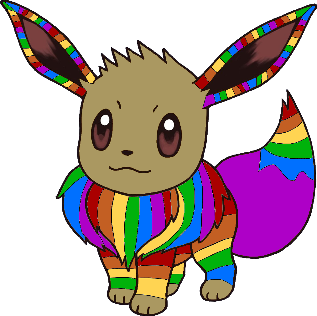 Adoptable Rainbow Eevee - Pokemon Go Eevee Png Clipart (1012x1010), Png Download