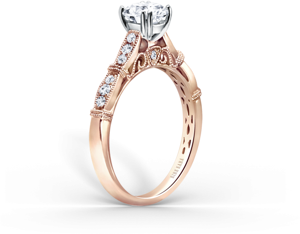 Kirk Kara Stella 18k Rose Gold Engagement Ring K196rr - Rose Gold Engagement Rings Clipart (600x600), Png Download