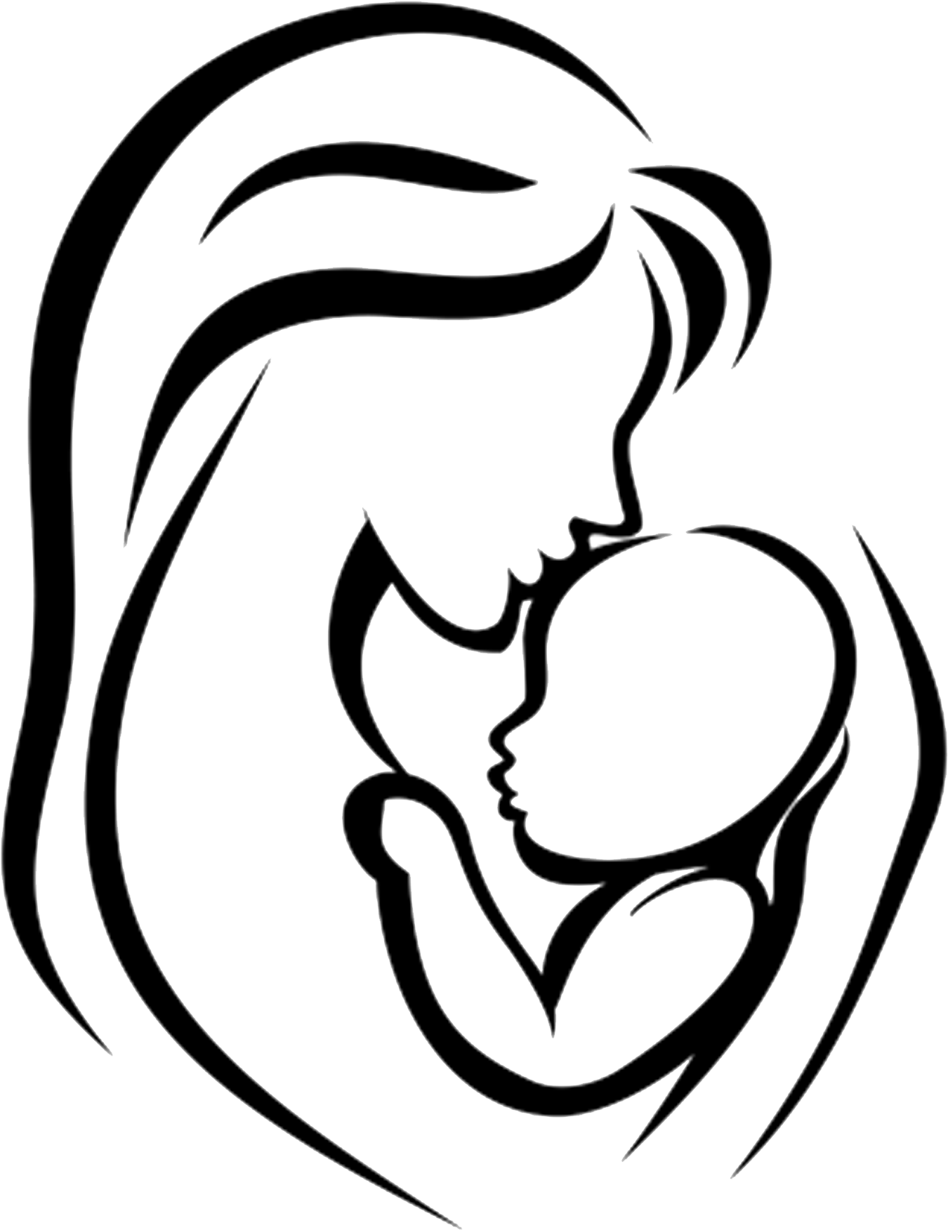 Mother Infant Child Clip Art - Mother And Baby Drawing - Png Download (1350x1752), Png Download