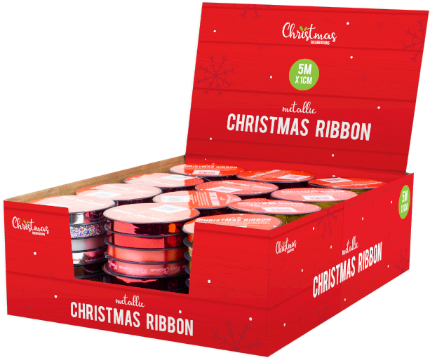 Metallic Christmas Ribbon 1cm X 5m - Box Clipart (800x620), Png Download
