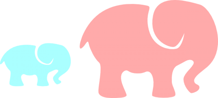 Free Png Download Mom And Baby Elephant Png Images - Baby Elephant Clipart Pink Transparent Png (850x384), Png Download