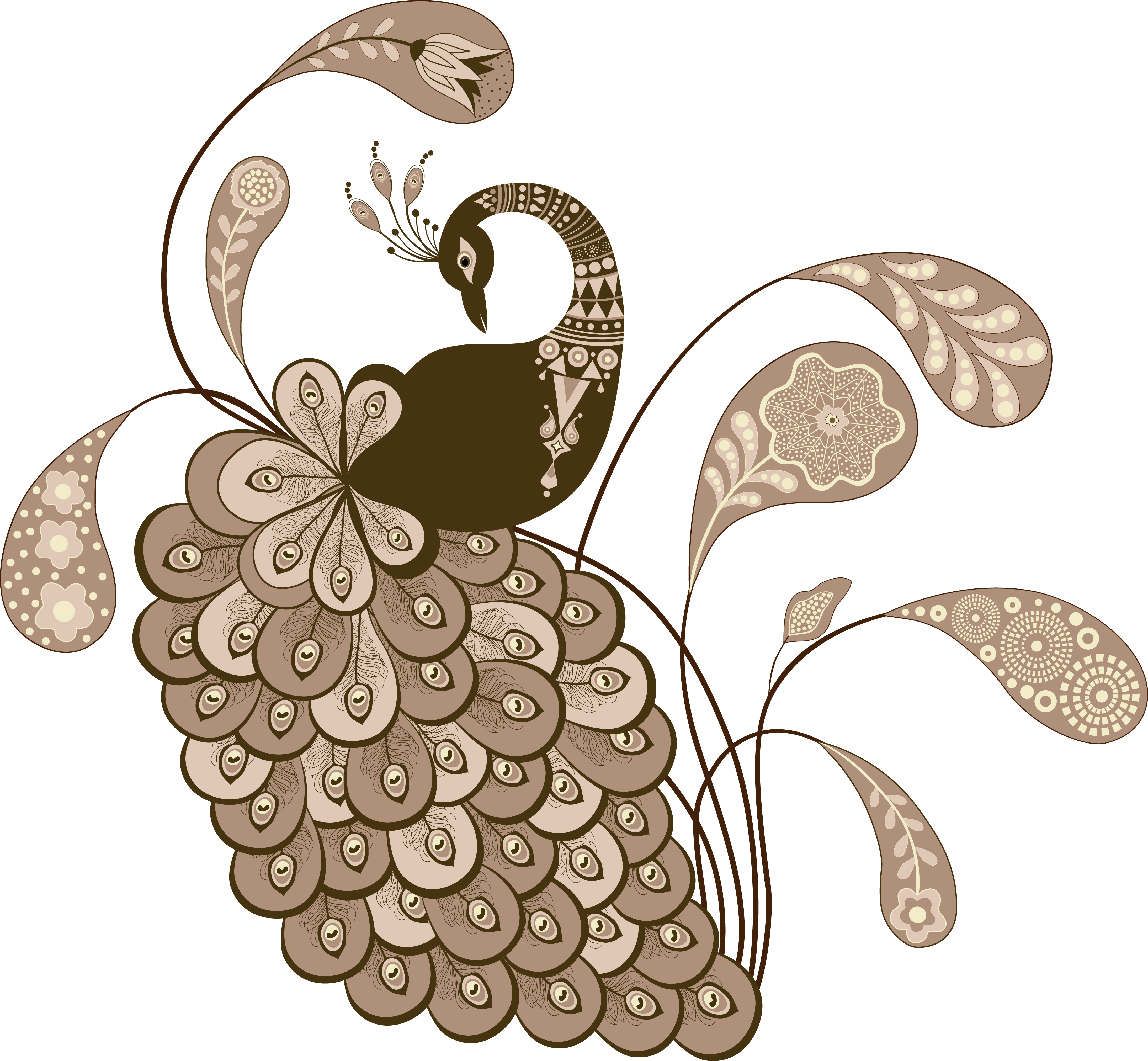 Flowers Vectors Clipart Feather - Peafowl - Png Download (4376x4044), Png Download