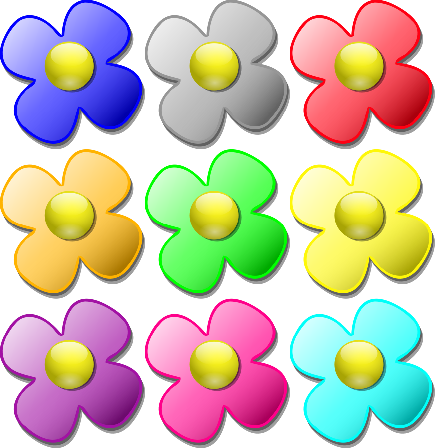 Game Marbles Flowers Medium 600pixel Clipart, Vector - Different Color Flower Clipart - Png Download (873x900), Png Download