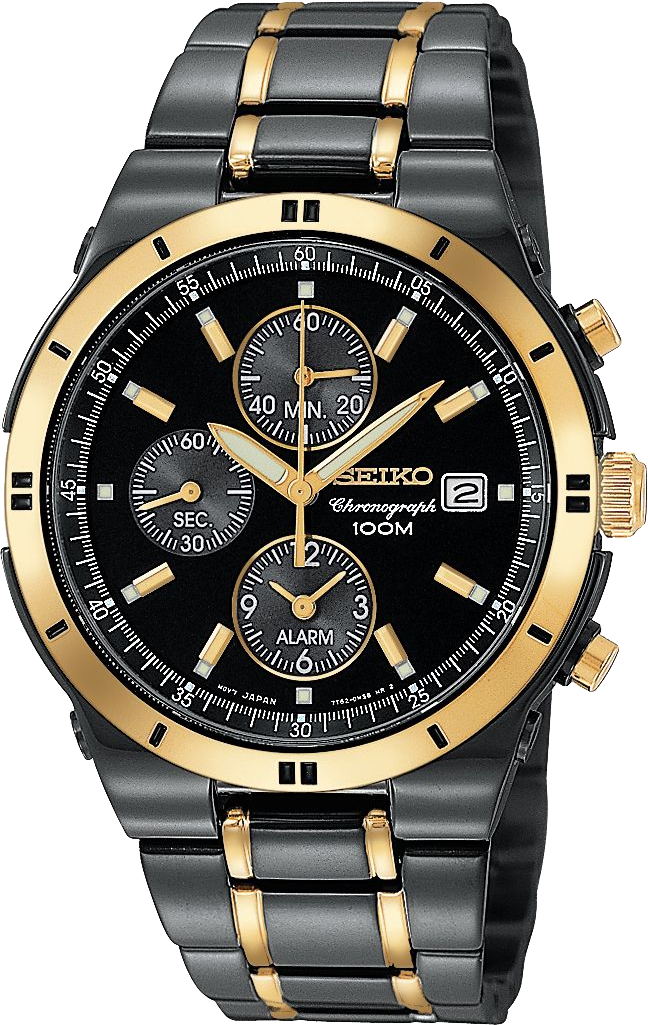 Watches Png Image - Seiko Black Gold Chronograph Clipart (648x1025), Png Download