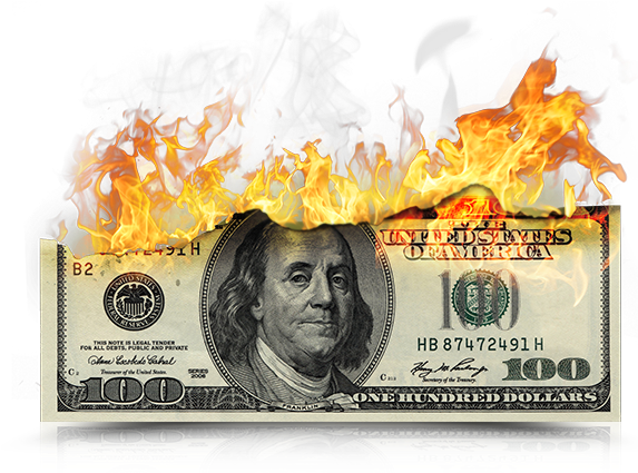 Burning Money Png - 100 Dollars Series 2001 Clipart (960x432), Png Download