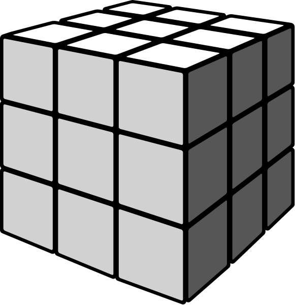 Rubiks Cube Gray - Black And White Rubiks Cube Clipart (581x600), Png Download