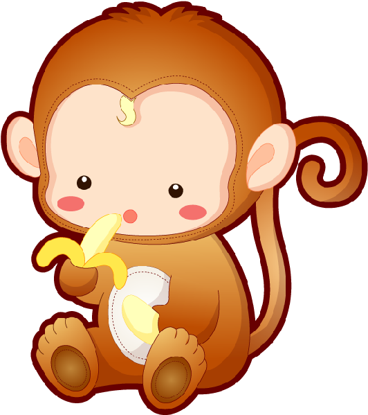 Animated Monkeys Pictures - Baby Cute Cartoon Monkey Clipart (532x599), Png Download