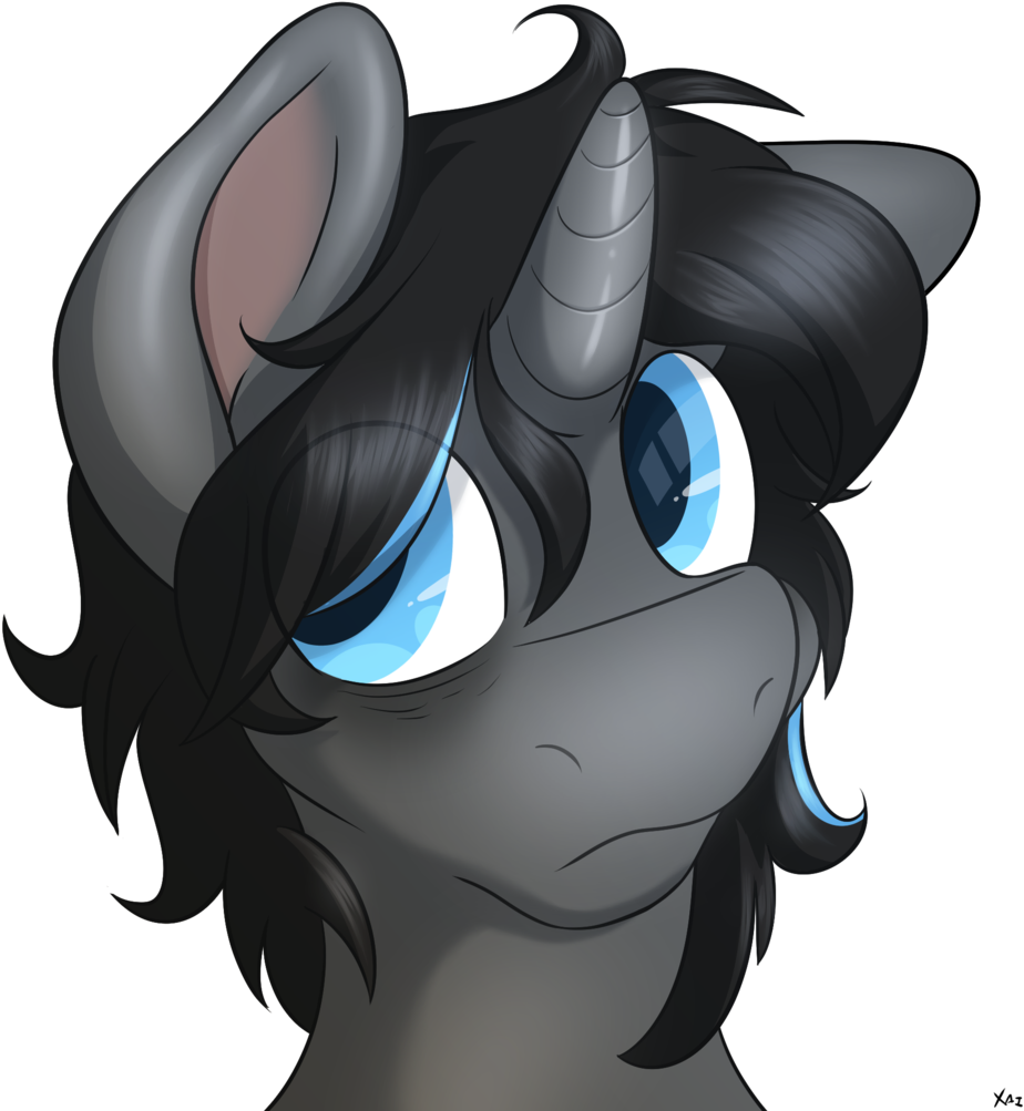 Fluffyxai, Bags Under Eyes, Black Mane, Blue Eyes, - Cartoon Clipart (1024x1024), Png Download