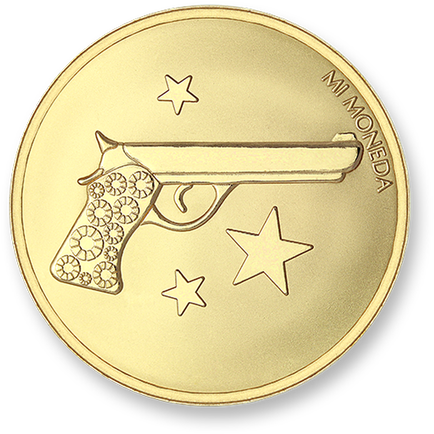 Aim High Pistol Gold Plated M - Coin Clipart (500x643), Png Download