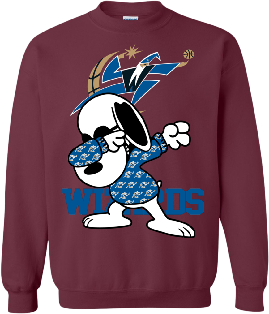 Washington Wizards Snoopy Dabbing Shirts Sweatshirts - Sweater Clipart (1024x1024), Png Download