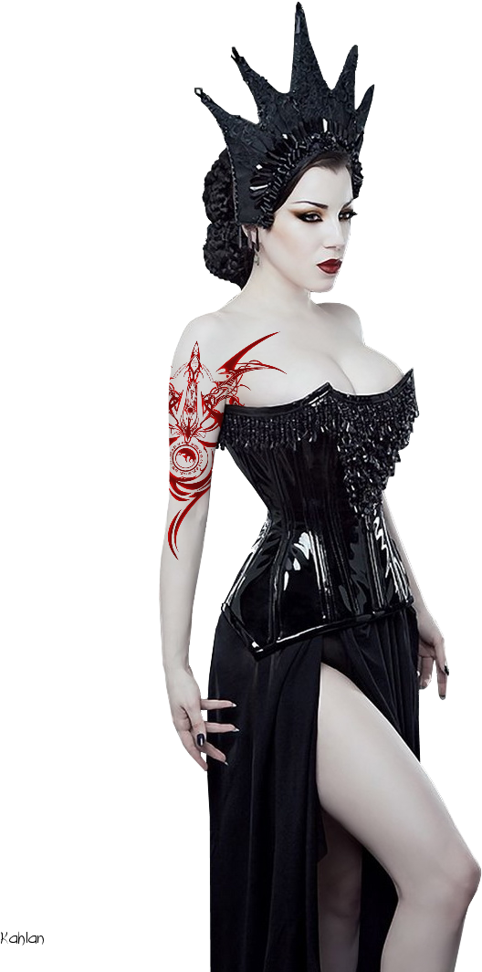 Woman Goth Queen - Halloween Costume Clipart (729x1093), Png Download