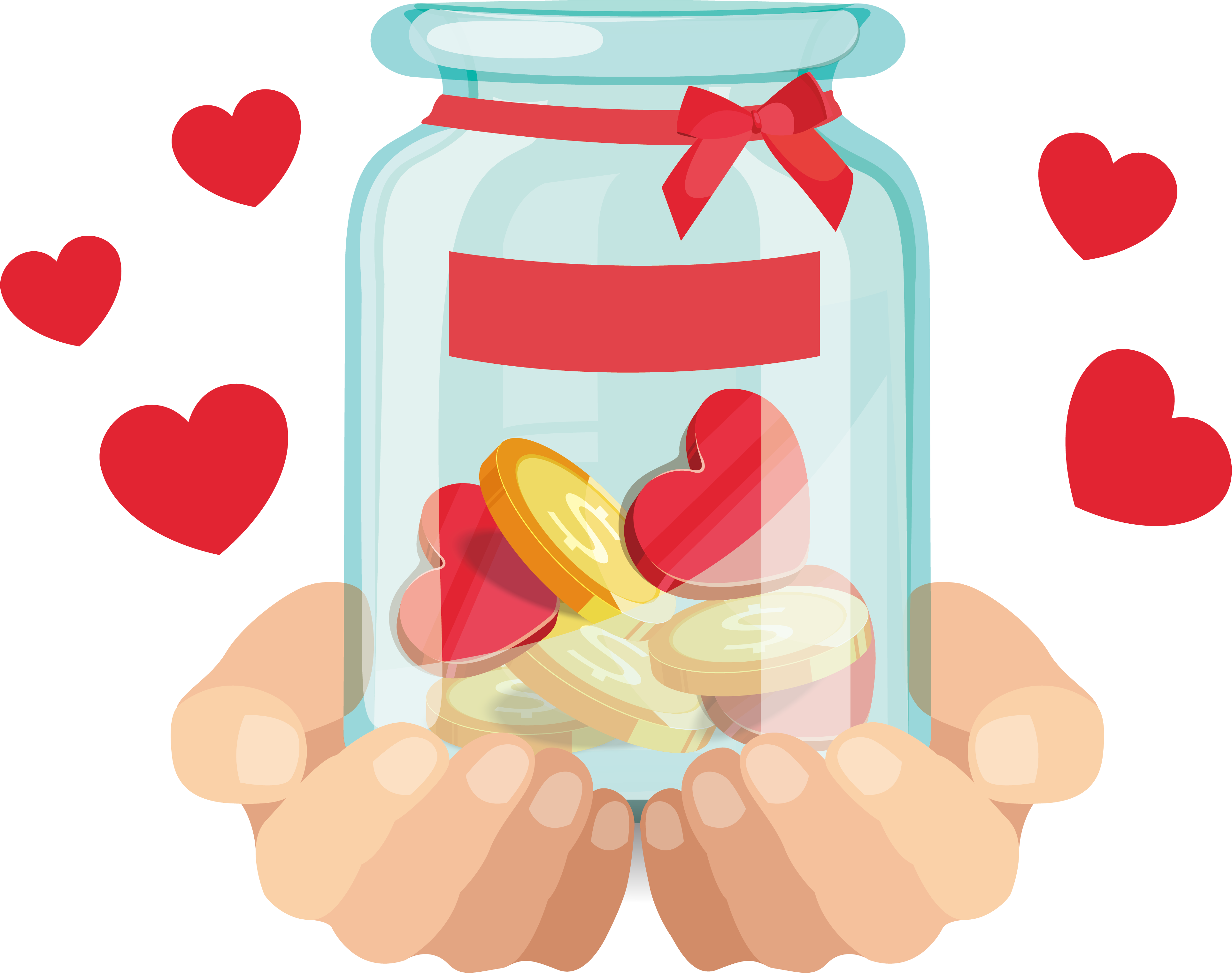 Donation Png Free Download - Hand Holding A Jar Drawing Clipart (3856x3047), Png Download