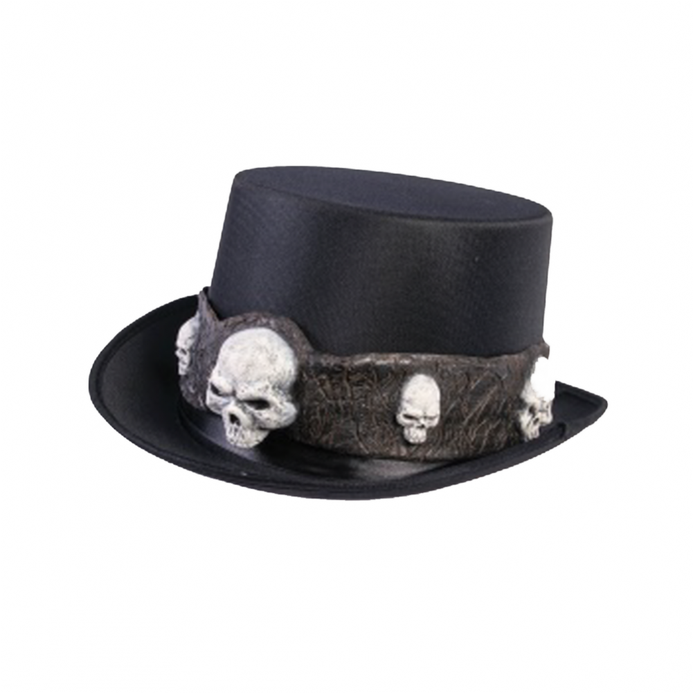 Black Top Hat With Skulls - Top Hat Clipart (1000x1231), Png Download