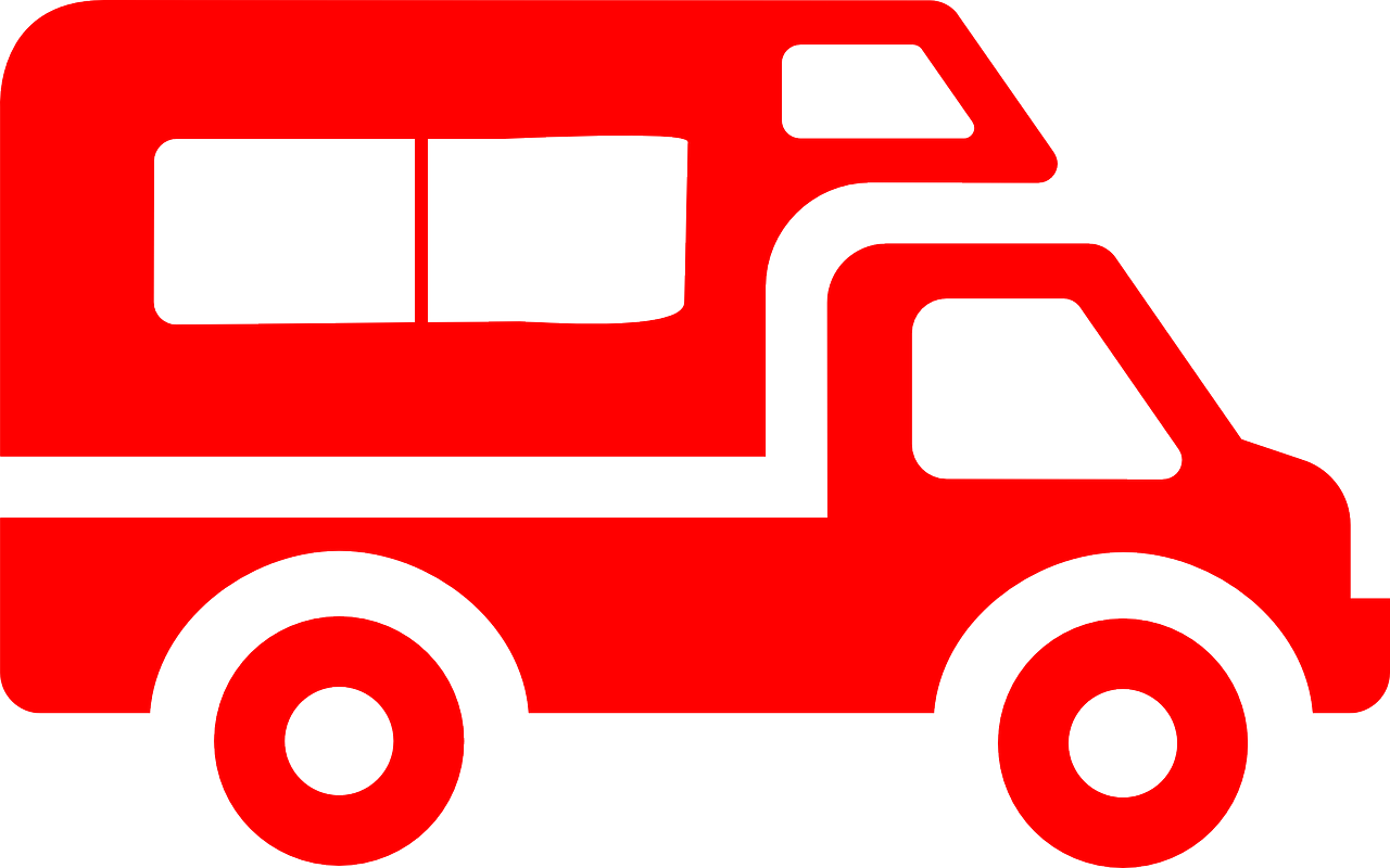 Red Van Big Transport Vehicle Png Image - Aire De Camping Car Clipart (1280x800), Png Download