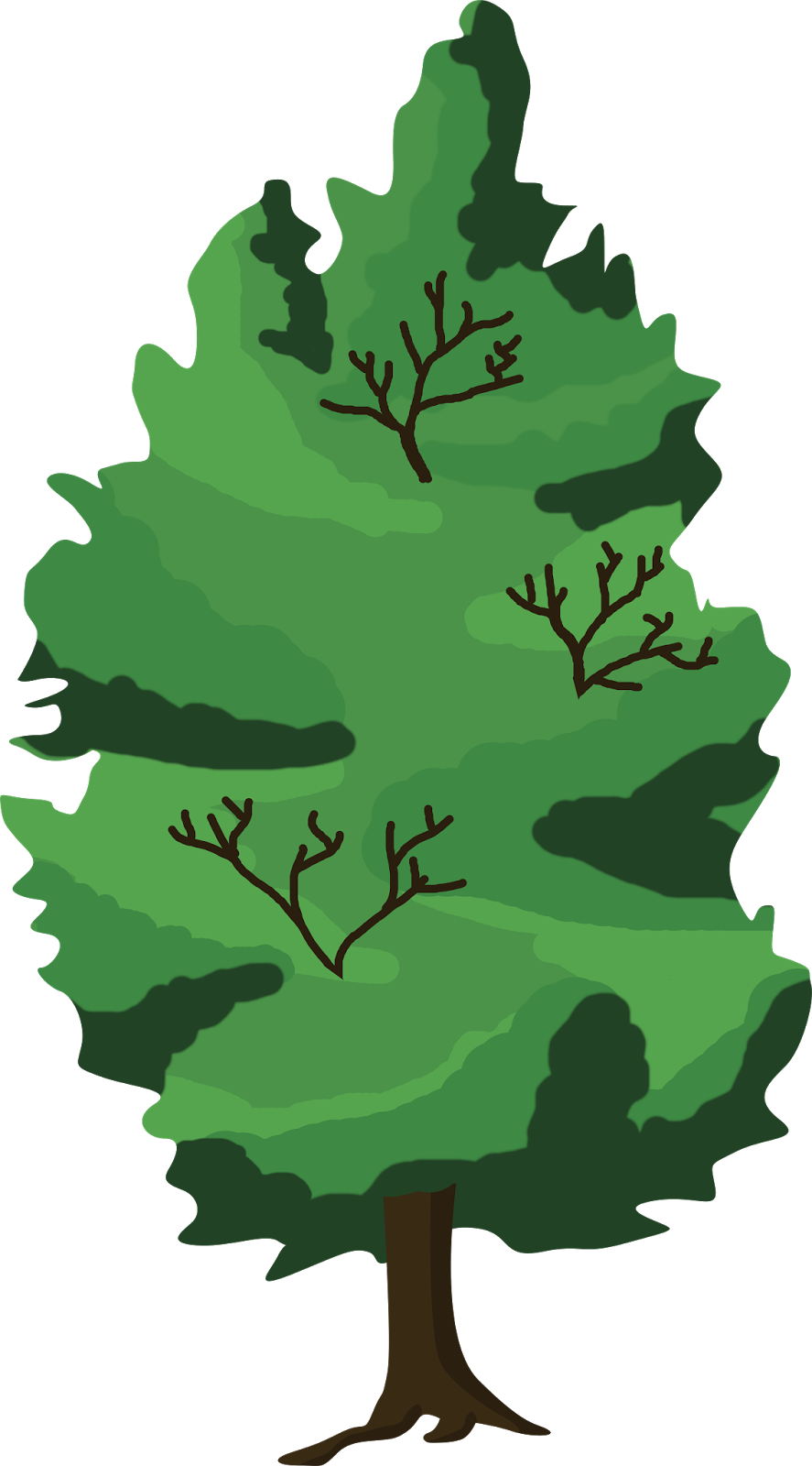 Ilustración Árbol - Hutan Pohon Vektor Clipart (887x1600), Png Download