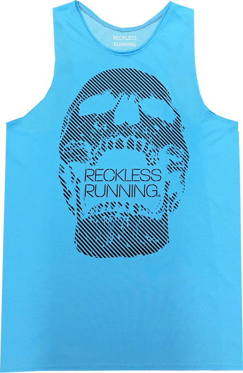 Men's Turquoise Grid Skull Performance Racing Singlet - Active Tank Clipart (498x765), Png Download