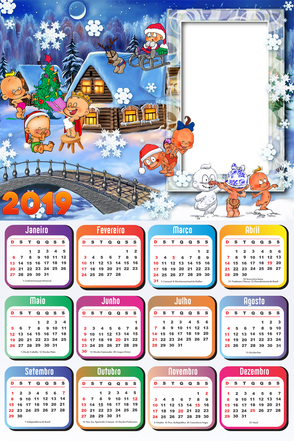Calendario 2019 Peppa Pig Clipart (1000x1500), Png Download